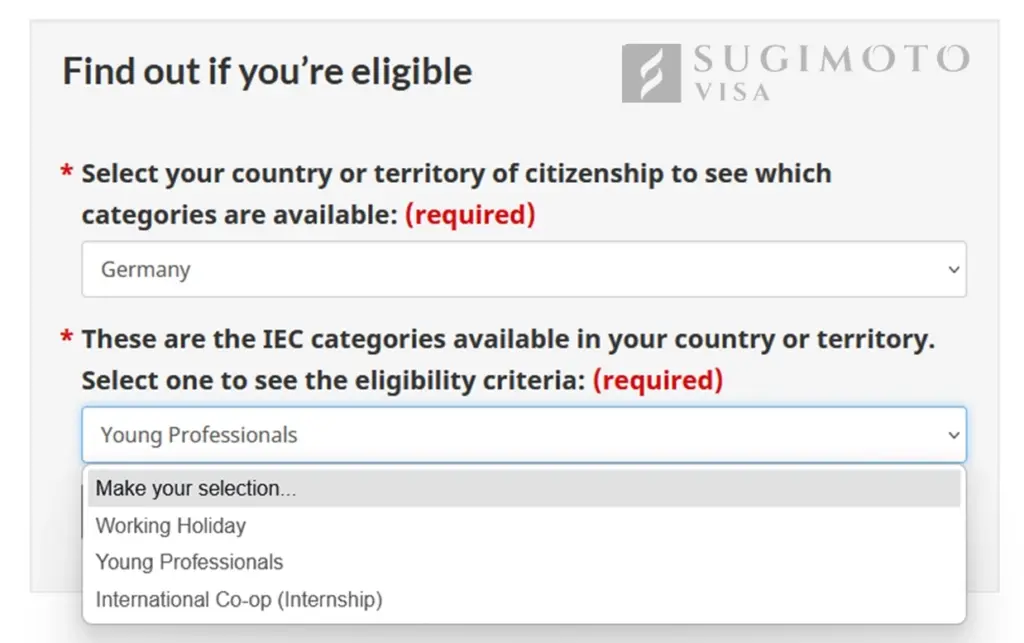 IRCC lists categories for Germany.