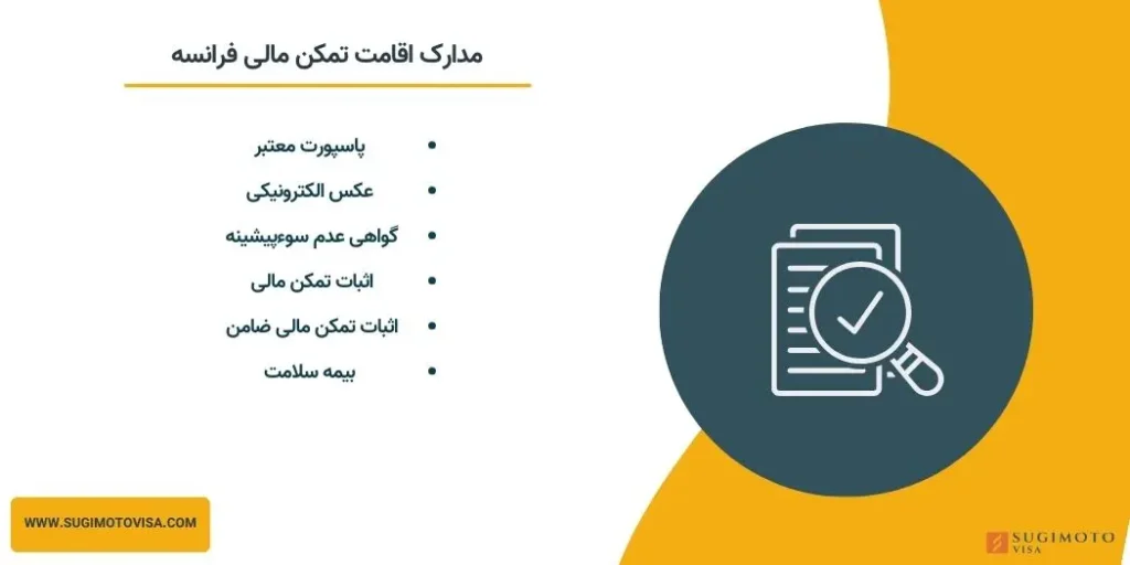 مدارک اقامت تمکن مالی فرانسه